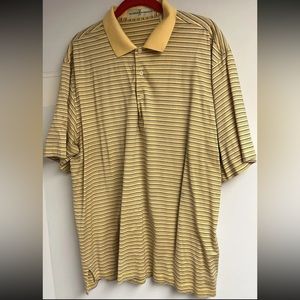 BRAND NEW FAIRWAY GREENE COLLARED SHIRT YELLOW POLO STRIPED SIZE L SHORT SLEEVE